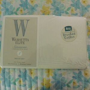 NEW Wamsutta‎ Elite Sensuous Ivory Twin Flat Sheet 250 TC Brushed Cotton Milk